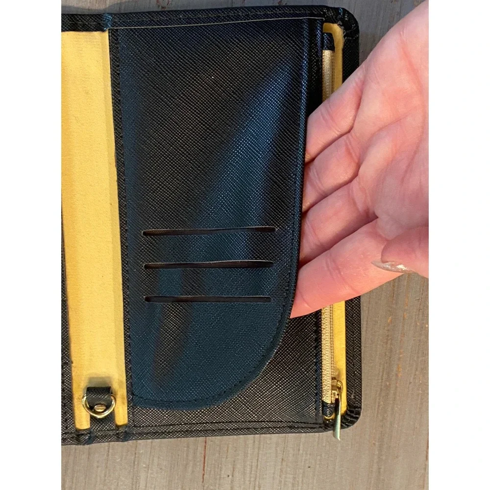 Zoppen Black Saffiano Faux Leather Travel Wallet Passport Holder Organizer